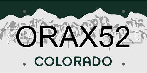 ORAX52 Colorado License Plate