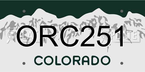 ORC251 Colorado License Plate