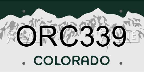 ORC339 Colorado License Plate
