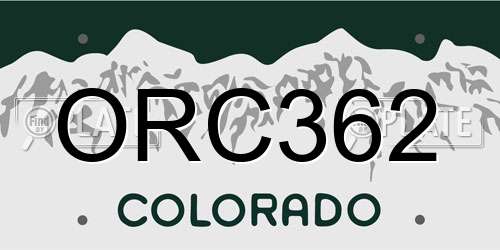 ORC362 Colorado License Plate