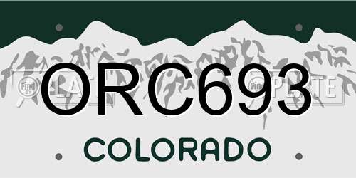 ORC693 Colorado License Plate