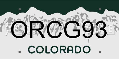 ORCG93 Colorado License Plate