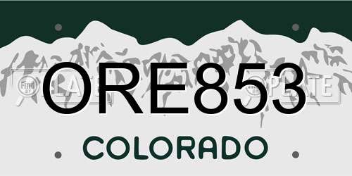 ORE853 Colorado License Plate