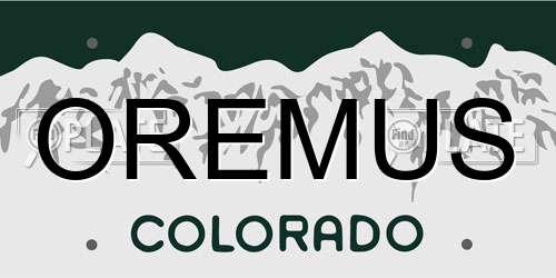 OREMUS Colorado License Plate