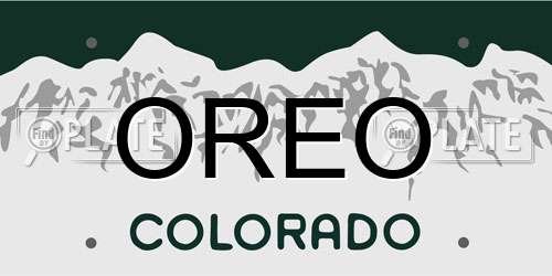 OREO Colorado License Plate