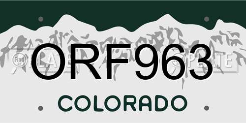 ORF963 Colorado License Plate