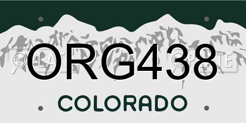 ORG438 Colorado License Plate