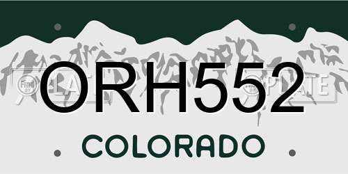 ORH552 Colorado License Plate
