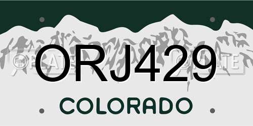 ORJ429 Colorado License Plate