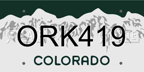 ORK419 Colorado License Plate