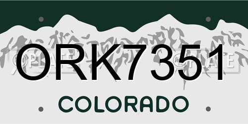 ORK7351 Colorado License Plate