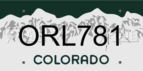 ORL781 Colorado License Plate