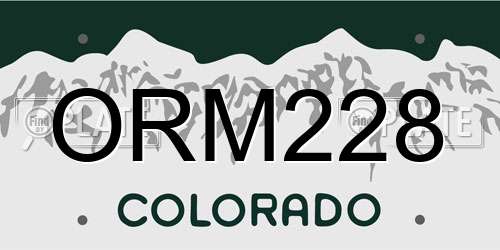 ORM228 Colorado License Plate