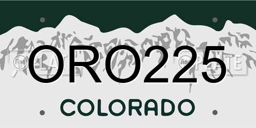 ORO225 Colorado License Plate