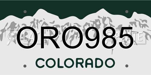 ORO985 Colorado License Plate