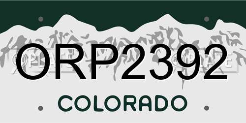 ORP2392 Colorado License Plate