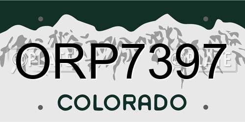 ORP7397 Colorado License Plate