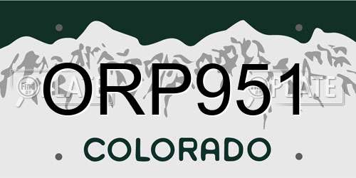 ORP951 Colorado License Plate