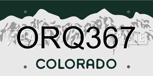 ORQ367 Colorado License Plate