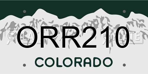 ORR210 Colorado License Plate