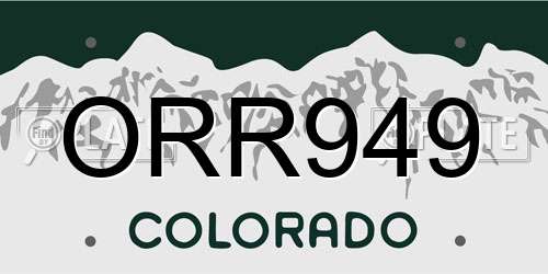 ORR949 Colorado License Plate