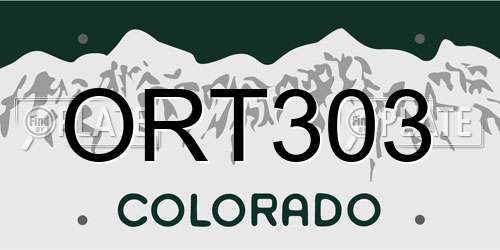 ORT303 Colorado License Plate