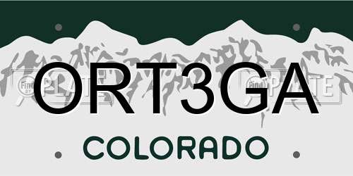 ORT3GA Colorado License Plate
