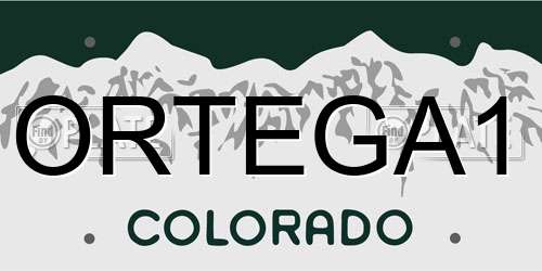 ORTEGA1 Colorado License Plate