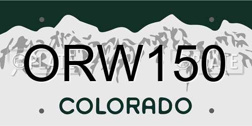 ORW150 Colorado License Plate