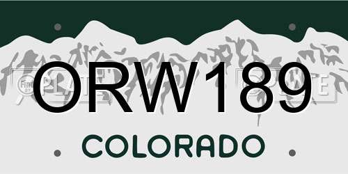 ORW189 Colorado License Plate