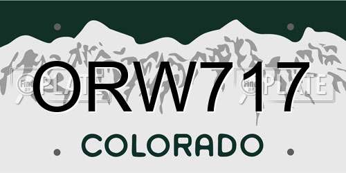 ORW717 Colorado License Plate