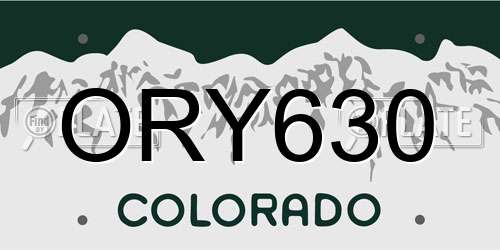 ORY630 Colorado License Plate