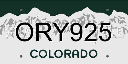 ORY925 Colorado License Plate