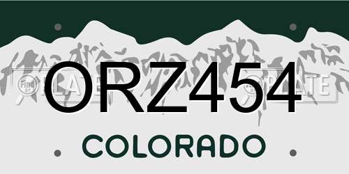 ORZ454 Colorado License Plate