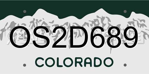 OS2D689 Colorado License Plate
