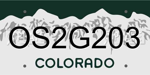 OS2G203 Colorado License Plate