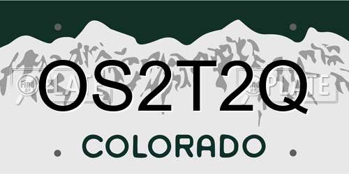 OS2T2Q Colorado License Plate