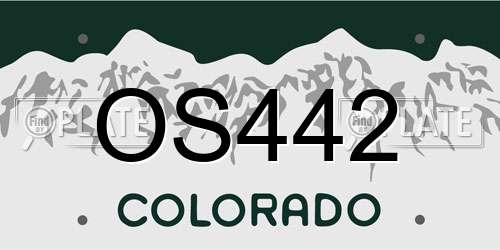 OS442 Colorado License Plate