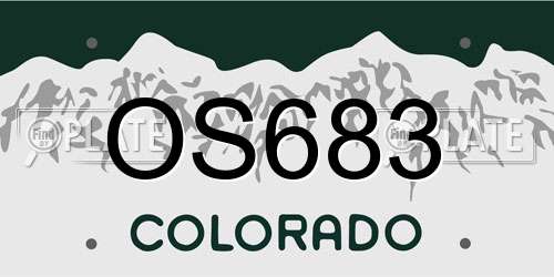 OS683 Colorado License Plate