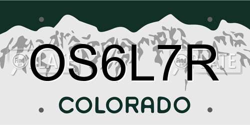OS6L7R Colorado License Plate