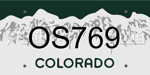 OS769 Colorado License Plate