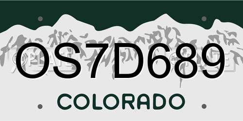 OS7D689 Colorado License Plate
