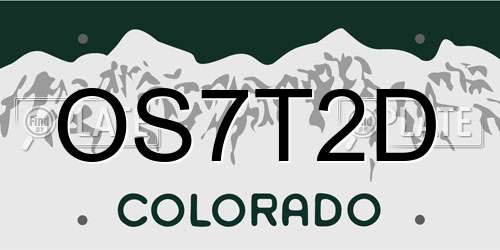 OS7T2D Colorado License Plate