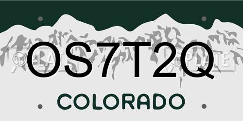 OS7T2Q Colorado License Plate