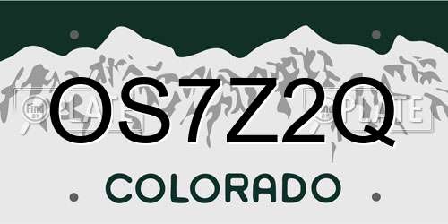 OS7Z2Q Colorado License Plate