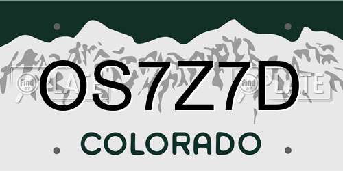 OS7Z7D Colorado License Plate
