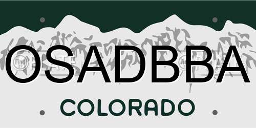 OSADBBA Colorado License Plate