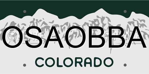 OSAOBBA Colorado License Plate