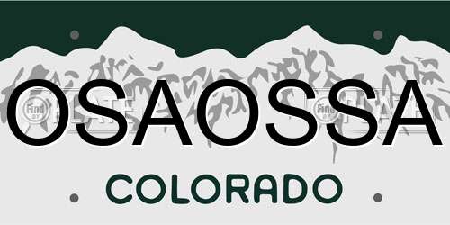 OSAOSSA Colorado License Plate