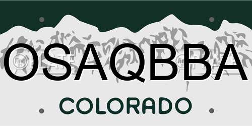 OSAQBBA Colorado License Plate
